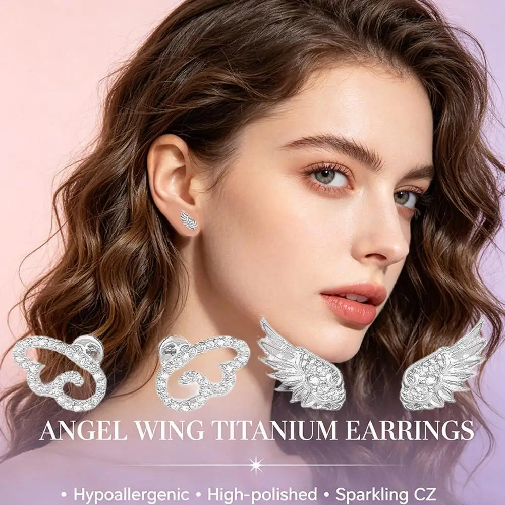 Angel Wing Crystal Stud Earrings – Sparkling Geometric Ear Studs Crystal Stud Earrings Richie's