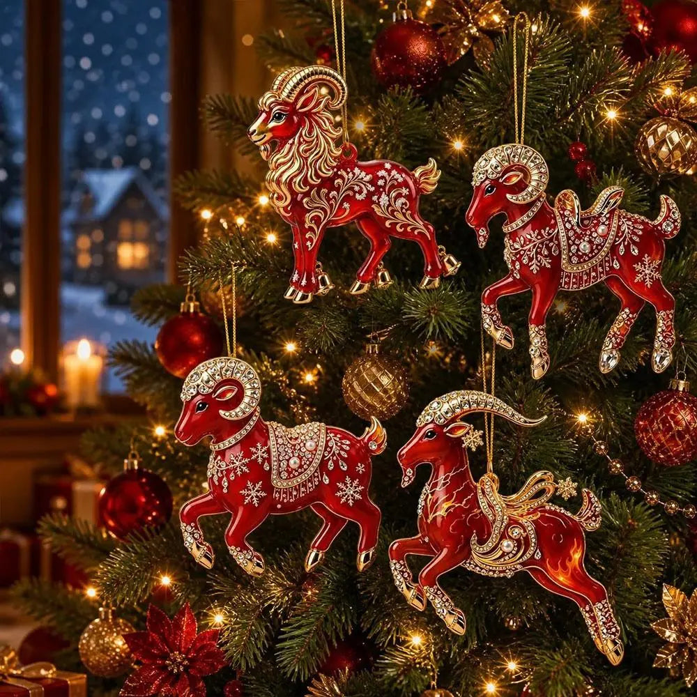 Acrylic Goat Hanging Ornament Rhinestone Christmas Décor Christmas Ornament Richie's