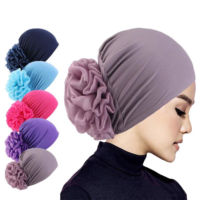 Women's Elastic Turban Cap Flower Hijab Headscarf Beanie Turban Head Wrap Richie's