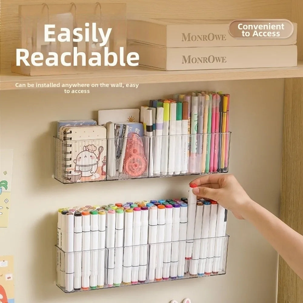 Wall-Mounted Acrylic Pen Organizer – 3-Compartment Storage Box Pen & Marker Organizer Richie's