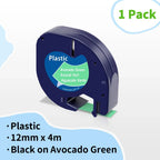 Dymo LetraTag 12mm Compatible Label Tape White – 91201/91200 Label Maker Tape Richie's Avocado green