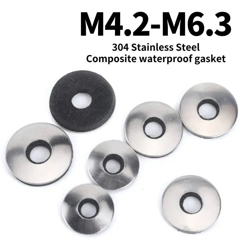 304 Stainless Steel Waterproof Roofing Washers M4.2–M6.3 Roofing Washers Richie's 50Pcs M6.3 x 16