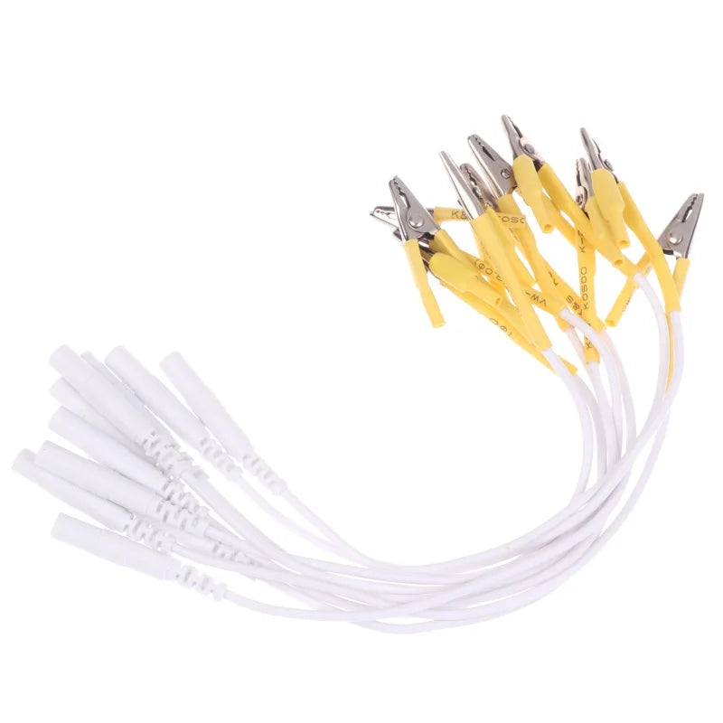 10Pcs TENS EMS Alligator Clip Electrode Cables 2mm Pin Accessories Electrode Clip Cables Richie's Yellow