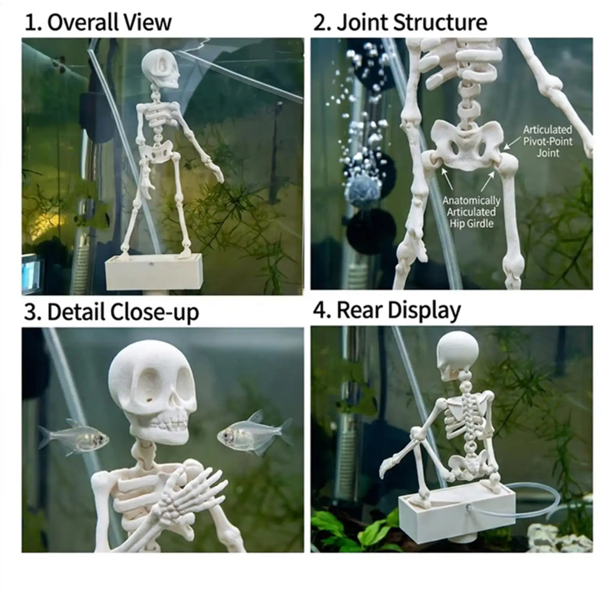 Dancing Skeleton Aquarium Bubbler Decoration with Air Hose Aquarium Bubbler Ornament Richie's