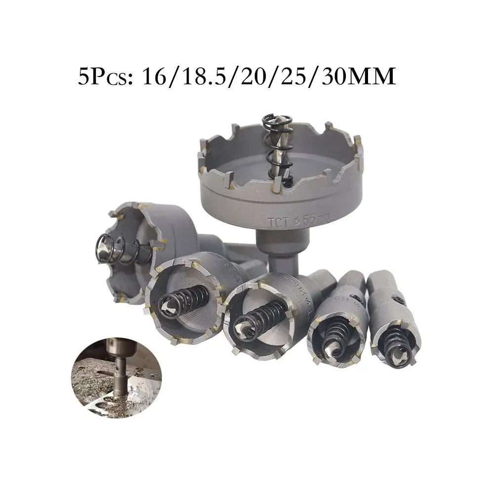 Tungsten Carbide Hole Saw Set 22–65mm | 5 & 6 Piece Metal Kit Hole Saw Set Richie's 5Pcs