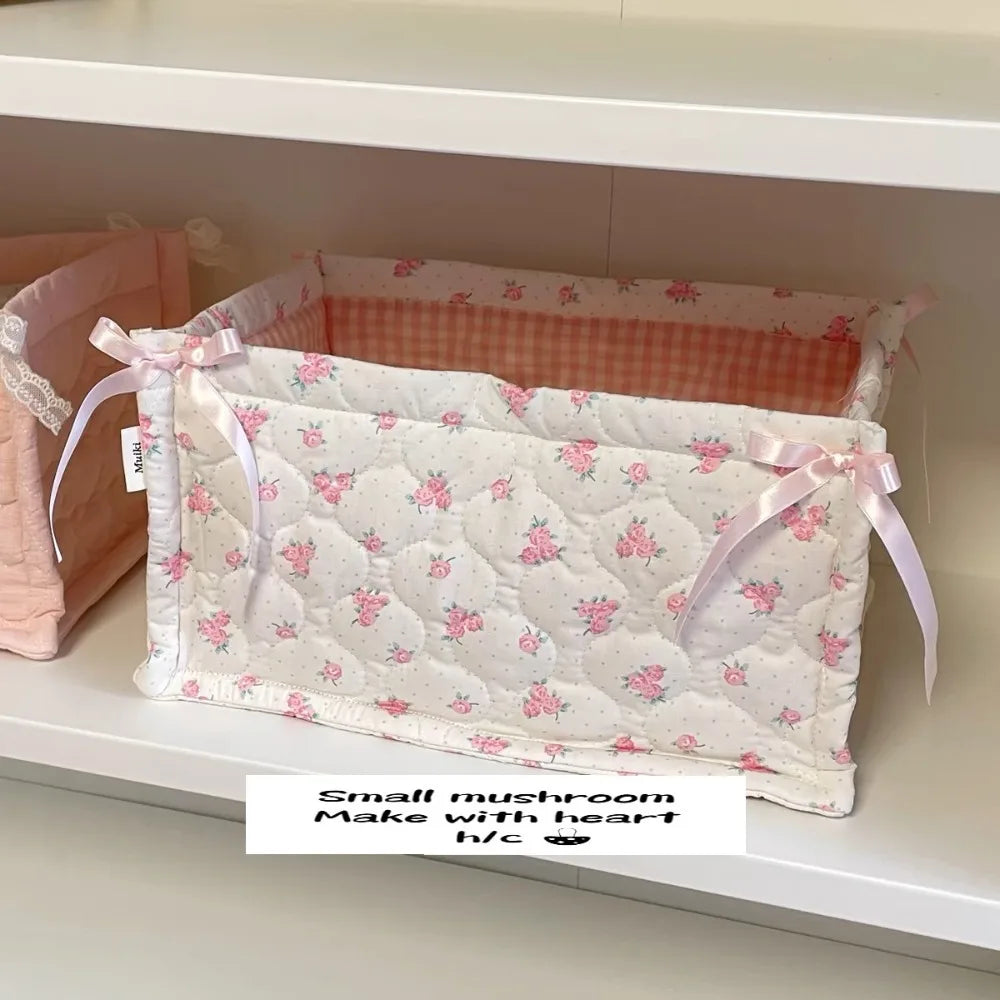 Square Wicker Cotton Storage Basket – Floral Stripe Organizer Storage Basket Richie's 01