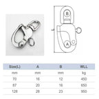 316 Stainless Steel Swivel Eye Snap Shackle | Quick Release Marine Marine Snap Shackle Richie's
