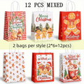 12pcs Kraft Paper Christmas Gift Bags – Gingerbread Man Design Christmas Gift Bags Richie's 12pcs 21-15-8cm