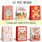 12pcs Kraft Paper Christmas Gift Bags – Gingerbread Man Design Christmas Gift Bags Richie's 12pcs 21-15-8cm