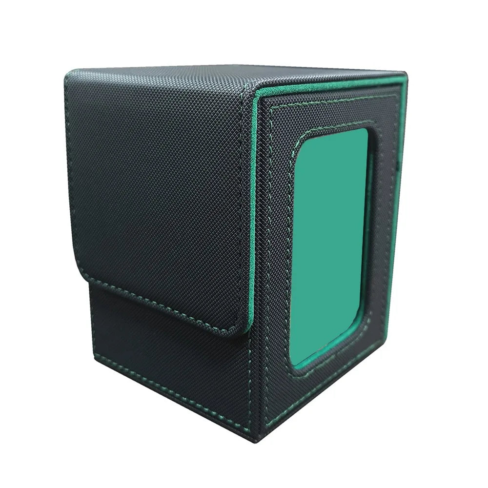 PU Leather Card Deck Box with Window – MTG Card Organizer Card Deck Box Richie's Black Green