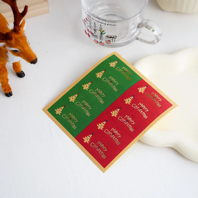 50pcs Vintage Christmas Sealing Stickers Golden Foil Labels Christmas Sealing Stickers Richie's