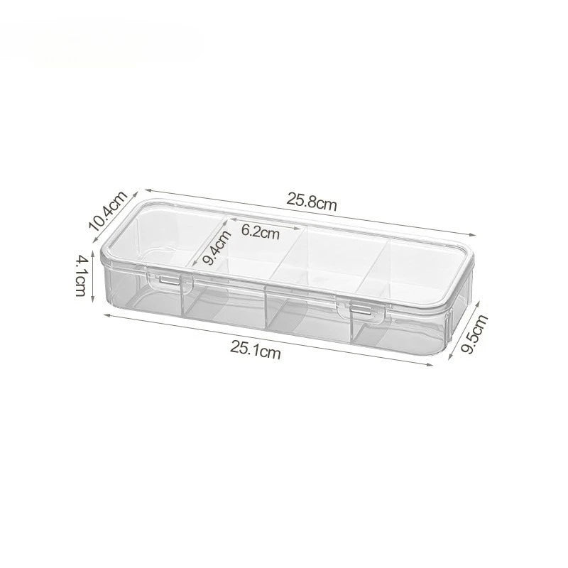 4-Compartment Transparent Jewelry & Hair Clips Storage Box Jewelry Storage Box Richie's 1pc