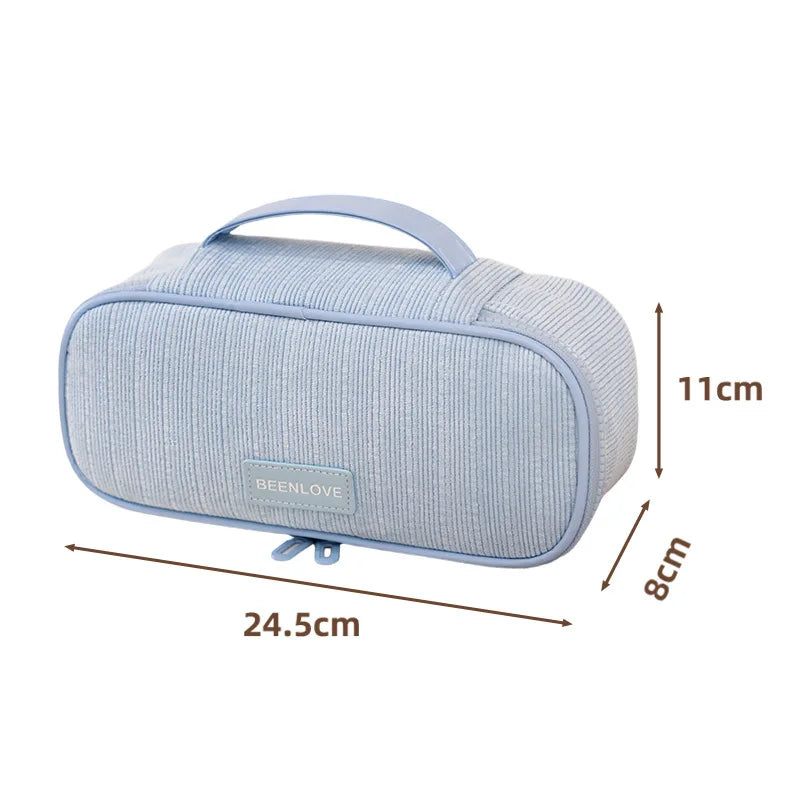Women's Corduroy Cosmetic Bag – Large Travel Toiletry Pouch Travel Cosmetic Bag Richie's Blue
