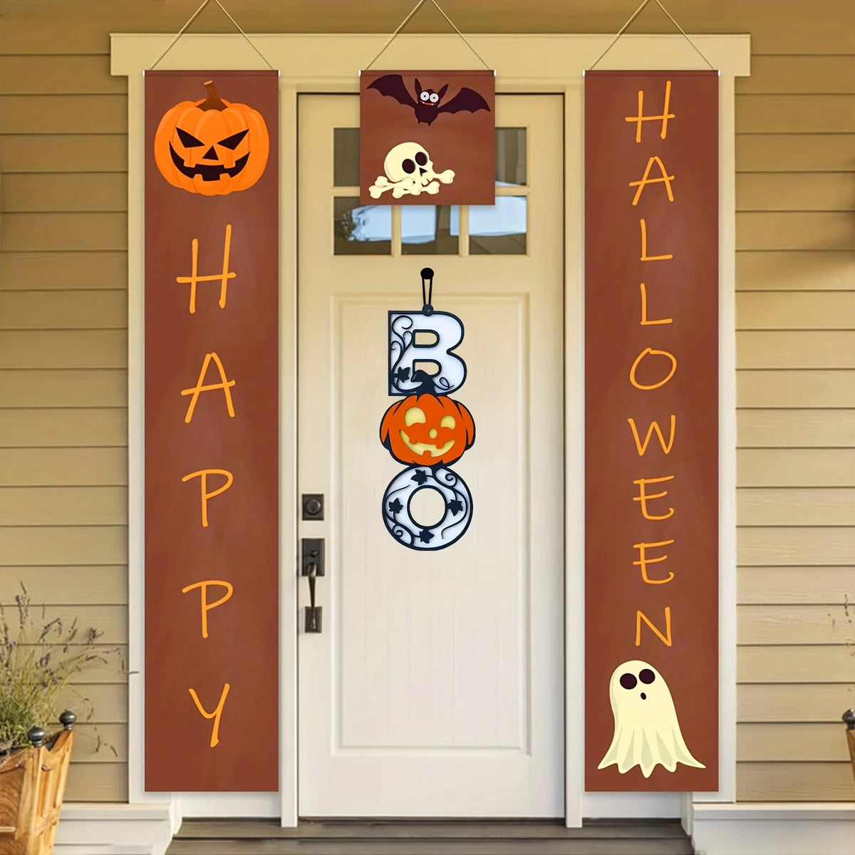 Halloween BOO Welcome Sign – Jack-O'-Lantern Door Decor Halloween Wall Sign Richie's