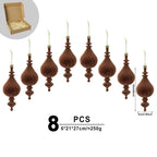 8pcs Velvet Gift Box Christmas Tree Ornaments – Flocked Pendants Christmas Tree Ornaments Richie's Brown 1.5cm