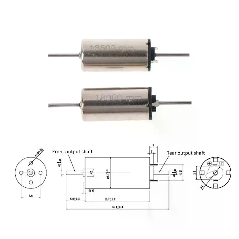 816 Coreless Dual Shaft DC 12V Motor 18000RPM for RC Toys Coreless DC Motor Richie's