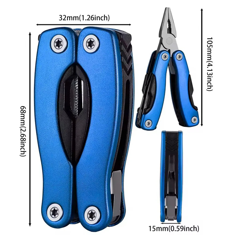 Folding Multi-Tool Pliers – Stainless Steel Camping Survival Kit Multi-Tool Pliers Richie's Blue Small 4 inches