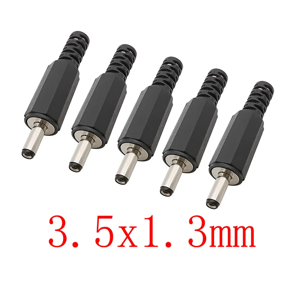 DC Power Male Plug Solder Connector 3.5–6.5mm | 5 or 10 Pack DC Power Connector Richie's 3.5x1.3mm 10Pcs