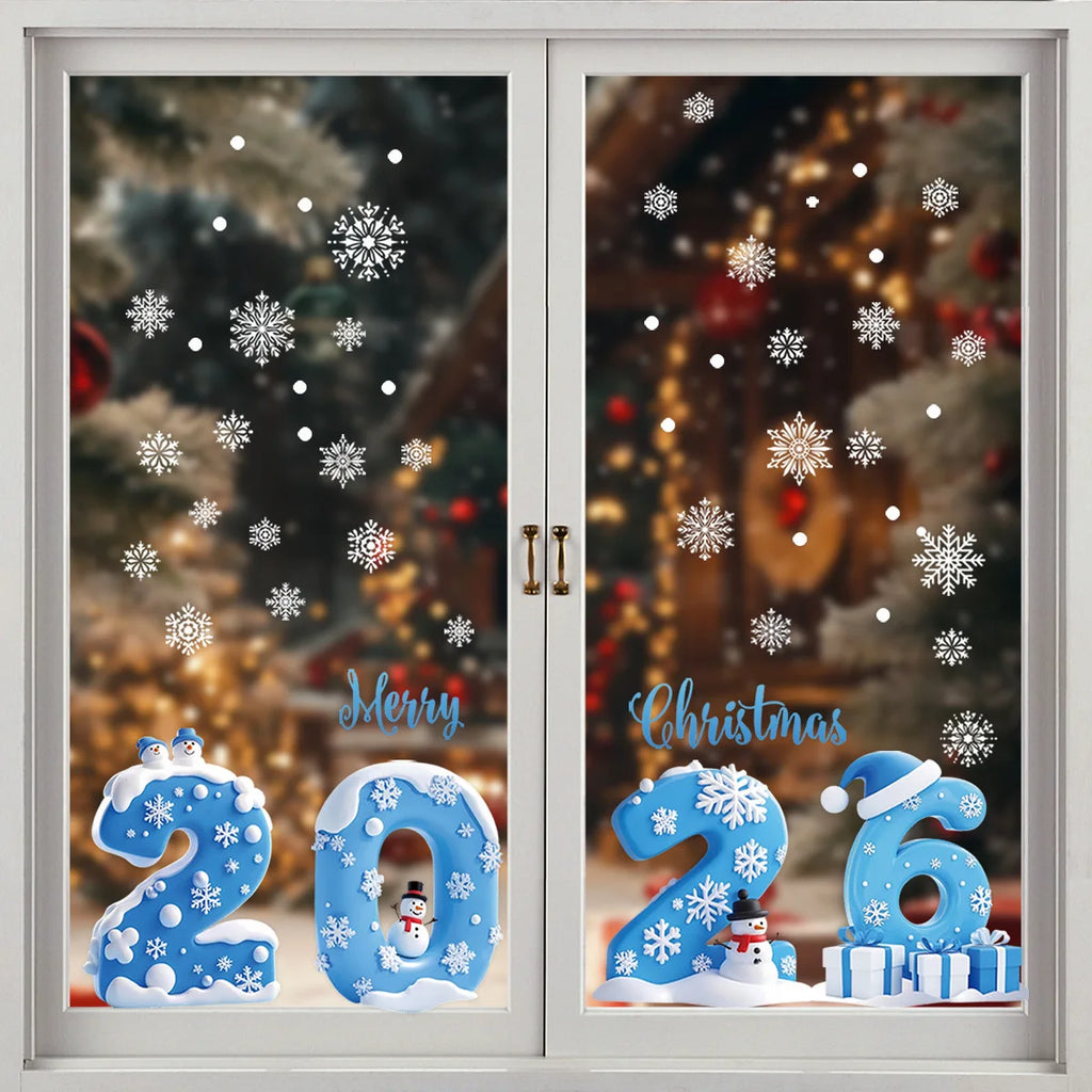 2026 New Year Christmas Snowflake Window Clings – Holiday Decor Holiday Window Clings Richie's