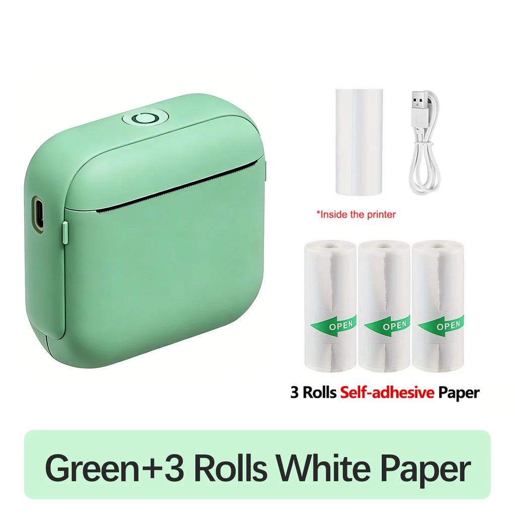 Marklife X6 Mini Bluetooth Thermal Printer – No Ink Label Maker Mini Thermal Printer Richie's Green add 3 Rolls