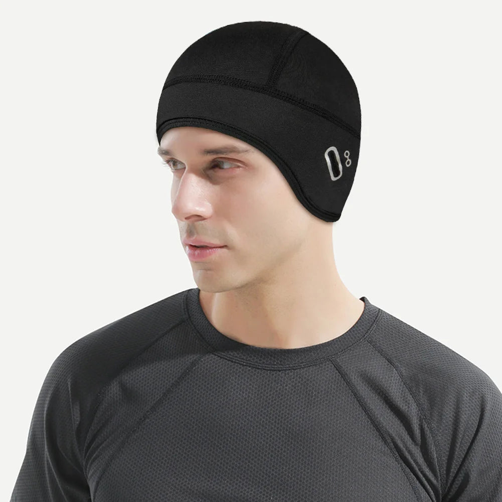 Men's Fleece Beanie with Glasses Hole – Winter Cycling Hat Fleece Beanie Hat Richie's