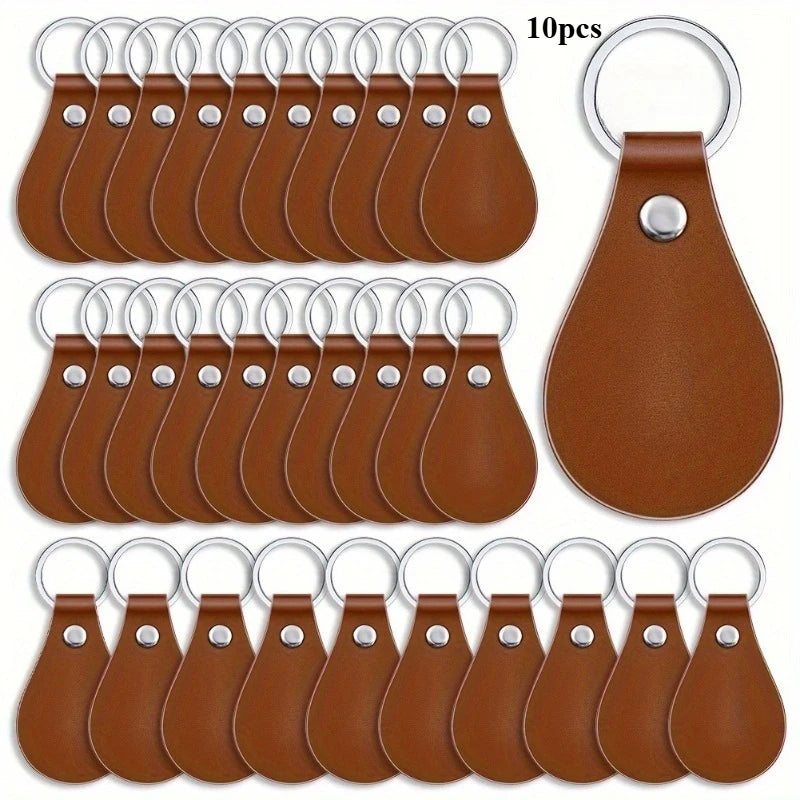 10pcs PU Leather Key Fob Blanks – Laser Engraving Keychain Kit Leather Keychain Blanks Richie's BROWN