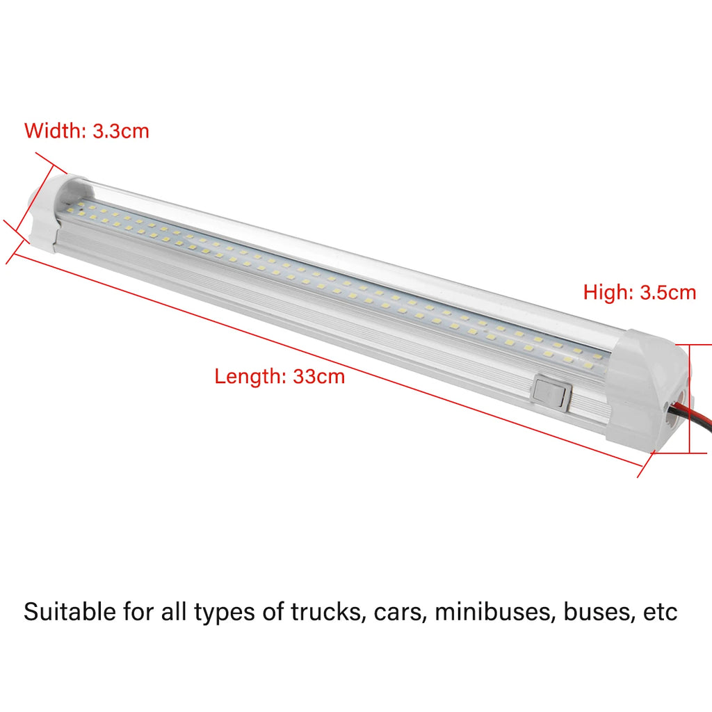 72 LED Interior Light Bar 12V–85V On/Off Switch Van Truck RV Vehicle Interior Light Richie's