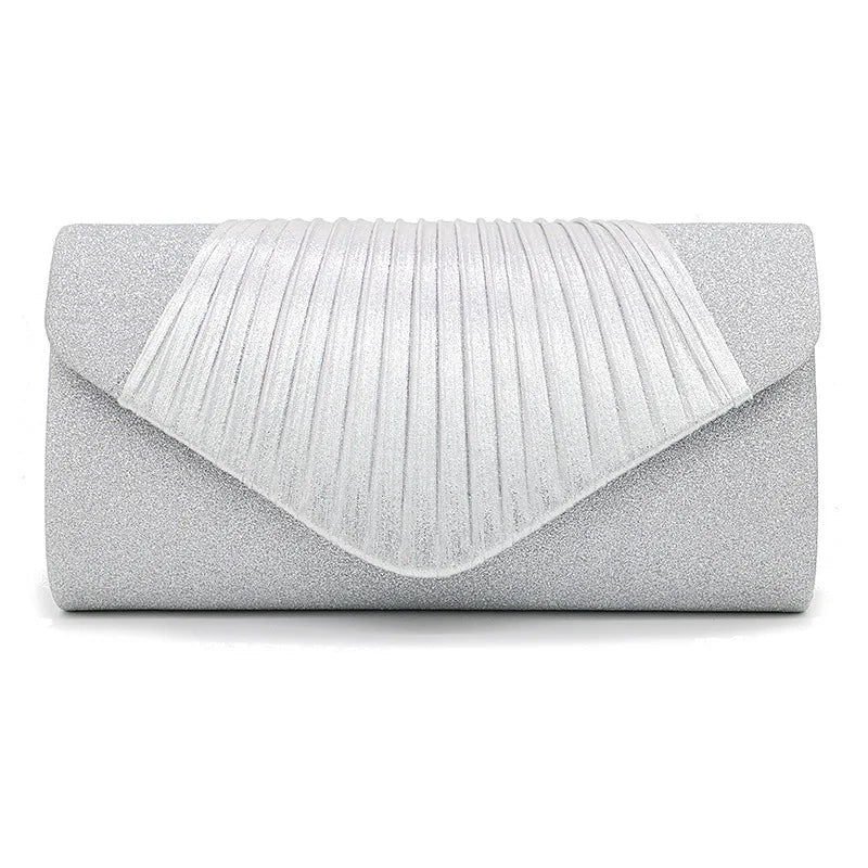 Women's Silk Evening Clutch Bag – Chain Shoulder Wedding Purse Evening Clutch Bag Richie's Silver