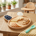 Wooden Bunny Kids Divided Serving Tray – Anti-Spill Cartoon Kids Wooden Tray Richie's