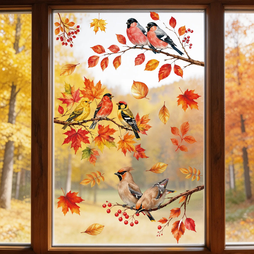 6 Sheets Autumn Thanksgiving Static Cling Window Stickers – Owl & Fox Window Cling Stickers Richie's