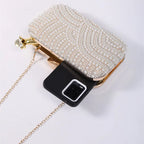 Ladies Pearl Beaded Evening Clutch Bag with Long Chain Evening Clutch Bag Richie's