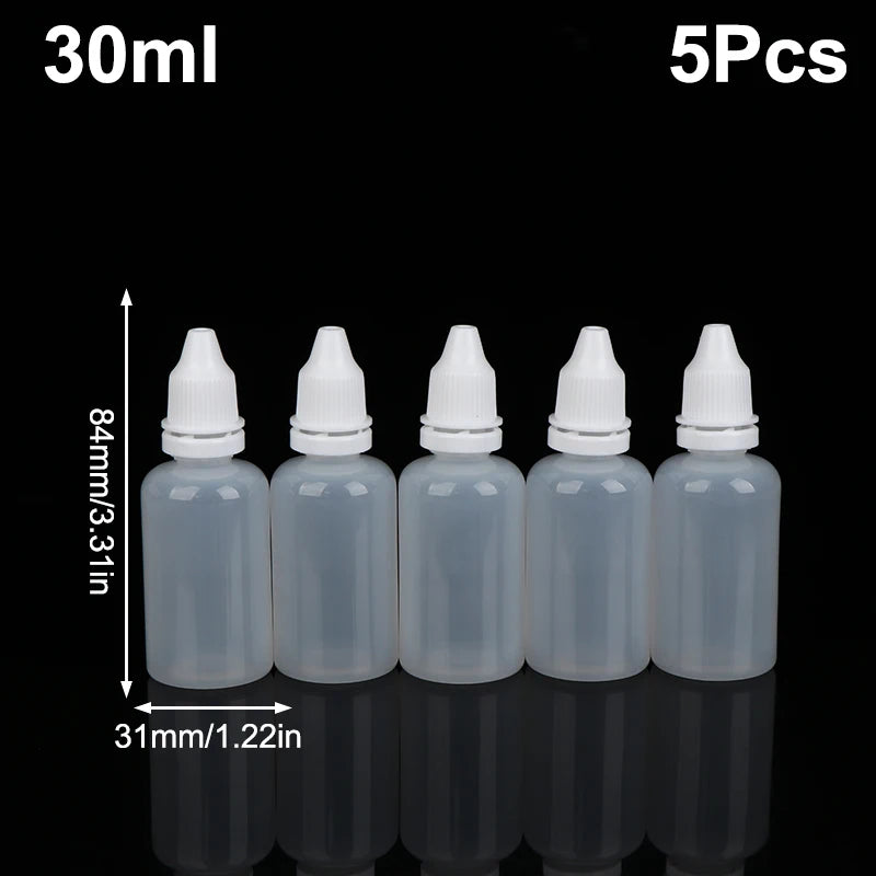 5-Pack Refillable Squeeze Dropper Bottles 3–100ml | Oil, Paint & Ink Squeeze Dropper Bottles Richie's 30ml