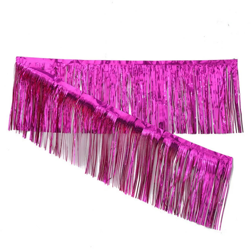 Metallic Foil Tassel Fringe Garland Curtain 30×200cm Party Party Fringe Curtain Richie's Rose Red