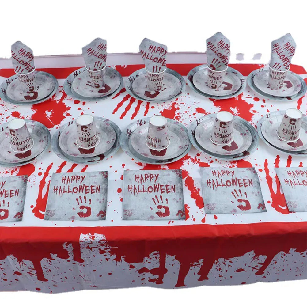 Halloween Disposable Dinnerware Set – Paper Plates, Cups & Napkins Disposable Party Tableware Richie's