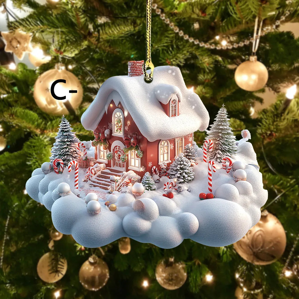 Acrylic Snow House Christmas Tree Ornaments | Winter Décor Christmas Ornaments Richie's C