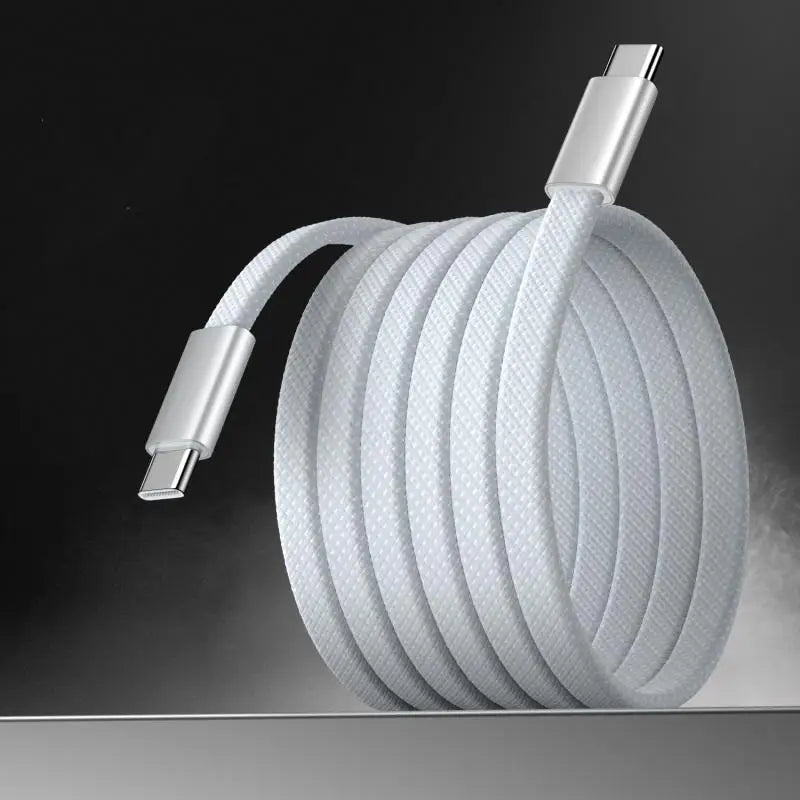 USB-C to USB-C Braided Cable 60W Fast Charging Data Sync USB-C Charging Cable Richie's White