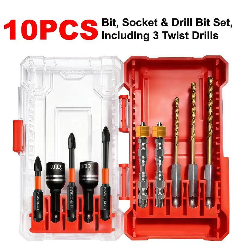Titanium Coated Drill Bit & Socket Set with Storage Case Drill Bit Socket Set Richie's A4