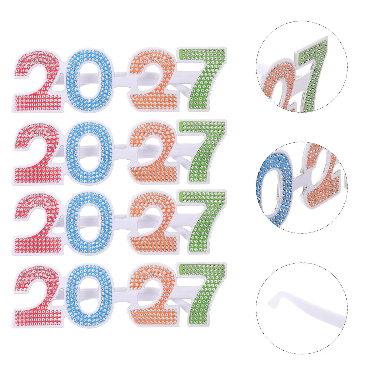 4Pcs 2027 New Year Party Glasses Rhinestone Photo Booth Props Party Photo Props Richie's