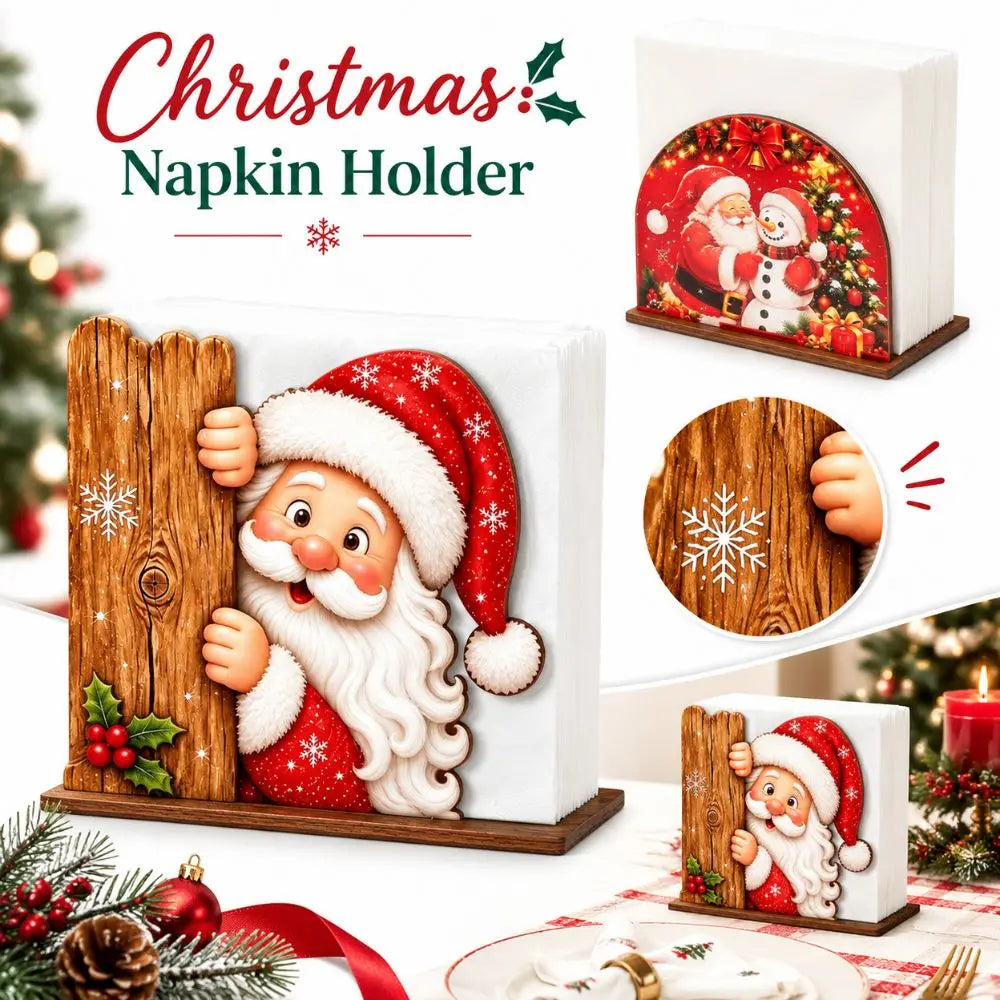 Wooden Peeking Santa Napkin Holder – Christmas Table Decor Christmas Napkin Holder Richie's