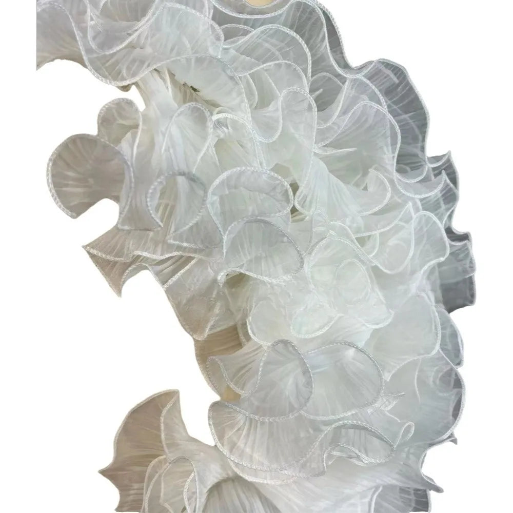 1 Yard Double Layer Pleated Ruffle Mermaid Lace Organza Fabric Pleated Organza Fabric Richie's