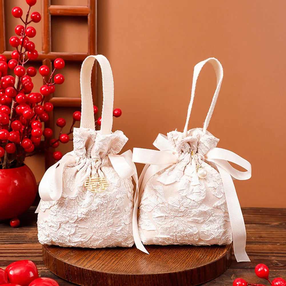 Christmas Candy Gift Bag – Fabric Drawstring Party Favor Bag Gift Favor Bag Richie's