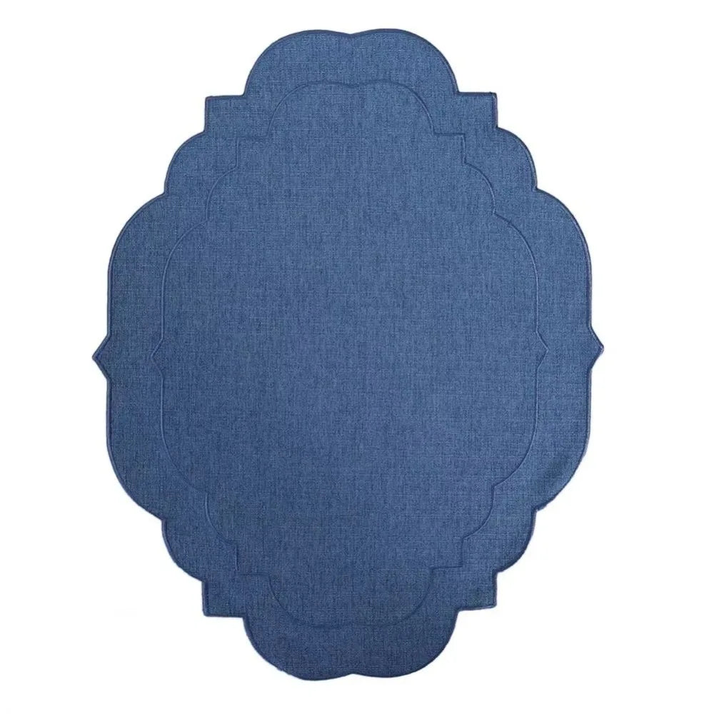 Cotton Linen Embroidered Placemats 45×35cm Anti-Slip Dining Linen Placemats Richie's Navy Blue L