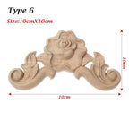 Unpainted Wood Carved Rose Flower Applique Furniture Ornament Wood Carved Applique Richie's type 6-10cmX10cm-
