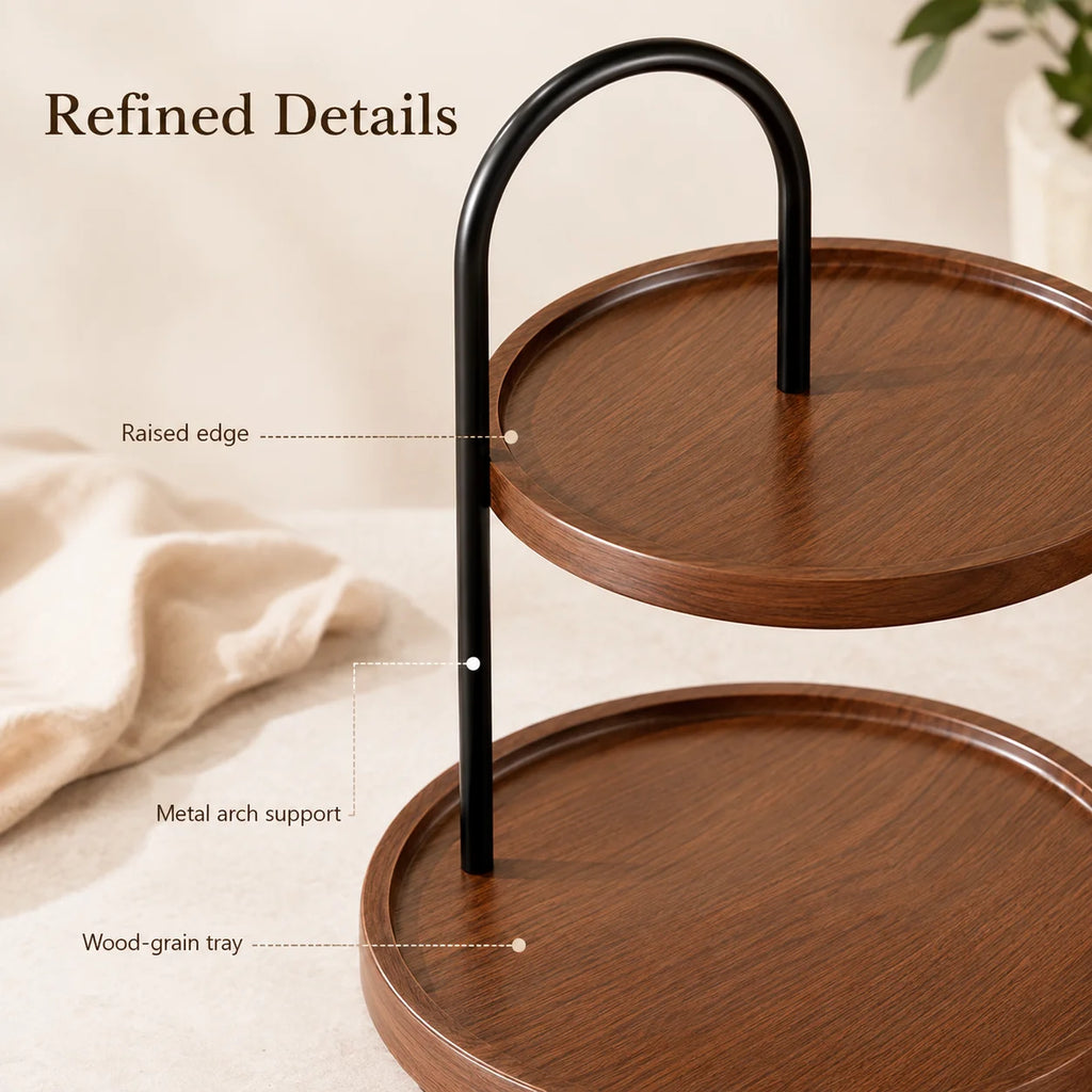 2-Tier Round Wooden Countertop Organizer Tray – Bathroom Wooden Organizer Tray Richie's