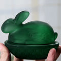 Rabbit-Shaped Crystal Glass Candy Dish with Lid | Easter Bunny Glass Candy Dish Richie's Green