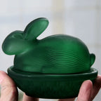Rabbit-Shaped Crystal Glass Candy Dish with Lid | Easter Bunny Glass Candy Dish Richie's Green