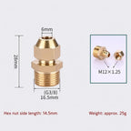 Brass Flare Adapter Hexagon Male Thread 1/4" 3/8" 1/2" Connector Brass Pipe Fitting Richie's Pipe 6mm x 3-8-