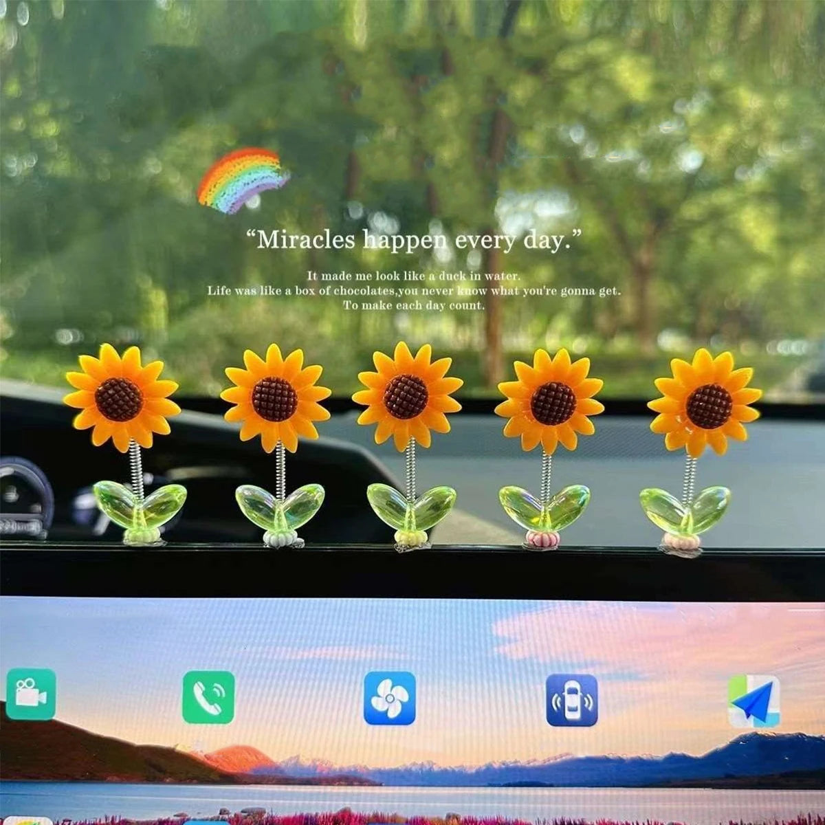 Sunflower Bobblehead Car Ornament – Spring Swing Decor 3/5pcs Car Interior Ornament Richie's