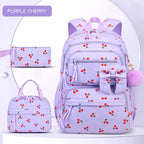 Girls Cherry Corduroy School Backpack Set – 3 Pcs Bookbag Kids Backpack Set Richie's Cherry