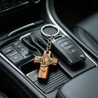 Wood Cross Keychain Dove Print – Baptism & Wedding Gift Set Religious Gift Keychain Richie's